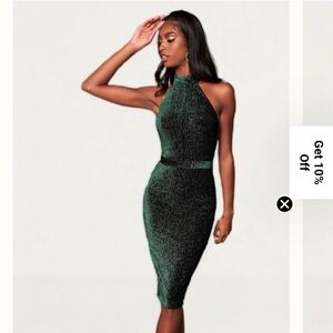 Lavish Alice Shimmering Green Midi Dress